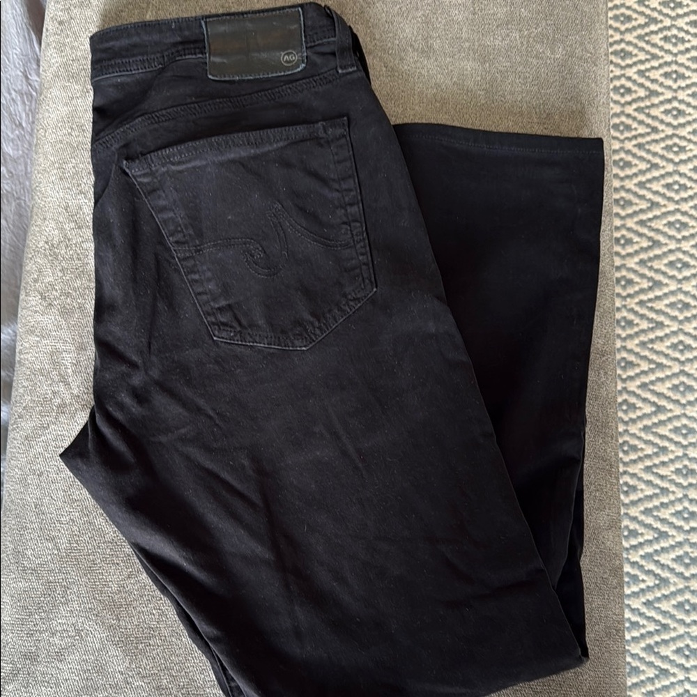 AG Adriano Goldschmied Men's Black Straight Jeans